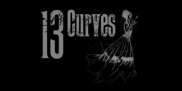 A black and white image of the words 1 3 curves